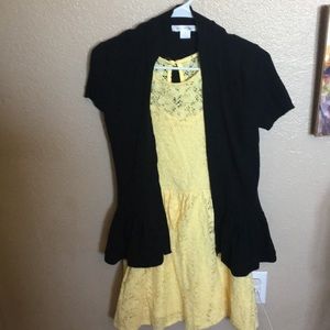 August silk cardigan and yellow dress